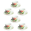 Set 6 cesti de cafea cu farfurie Madison Tropicalia, Tognana, 90 ml, portelan, multicolor