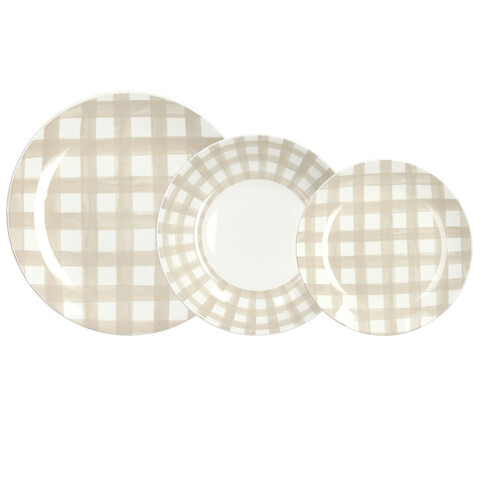 Serviciu de masa 18 piese Madison Caledonia, Tognana, portelan, alb/bej