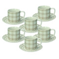 Set 6 cesti de ceai cu farfurie Ivy Caledonia, Tognana, 220 ml, New Bone China, bej