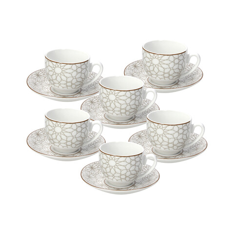 Set 6 cesti de cafea cu farfurie Madison Habana, Tognana, 120 ml, portelan, multicolor