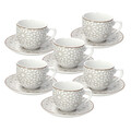 Set 6 cesti de ceai cu farfurie Madison Habana, Tognana, 250 ml, portelan, multicolor