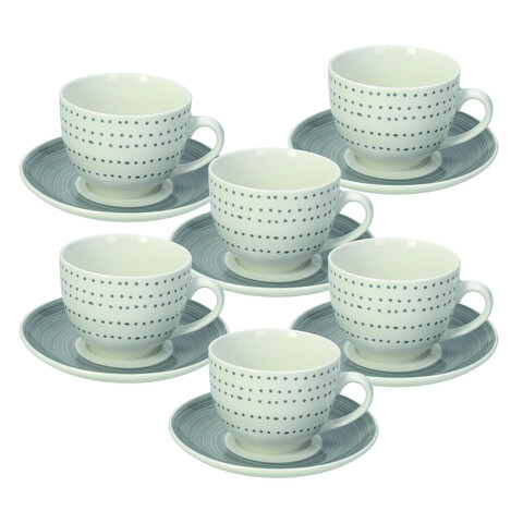 Set 6 cesti de ceai cu farfurie Madison Koonan, Tognana, 260 ml, portelan, multicolor