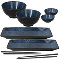 Set 8 piese pentru sushi Futari, Tognana, portelan, albastru