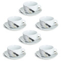 Set 6 cesti de ceai cu farfurie Madison Poivre, Tognana, 220 ml, portelan, multicolor