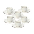 Set 6 cesti de cafea cu farfurie Madison Fascetta Oro, Tognana, 90 ml, portelan, alb/auriu