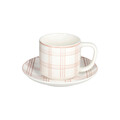 Set 6 cesti de ceai cu farfurie Ivy Quadro Mandorla, Tognana, 220 ml, New Bone China, alb/roz