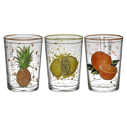 Set 6 pahare de apa Fruits, InArt, 510 ml, sticla, multicolor