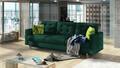 Canapea extensibila 3 locuri ELTAP, Ask06, Asgard, 233x92x93 cm, lemn/poliester, verde