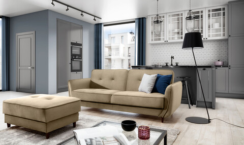 Canapea extensibila 3 locuri ELTAP, SO-BEL-09MO, Bellis, 220x90x83 cm, lemn/poliester, maro deschis