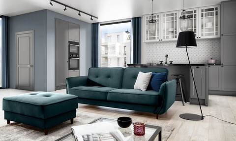 Canapea extensibila 3 locuri ELTAP, SO-BEL-76MO, Bellis, 220x90x83 cm, lemn/poliester, verde inchis