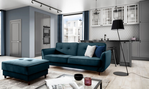 Canapea extensibila 3 locuri ELTAP, SO-BEL-77MO, Bellis, 220x90x83 cm, lemn/poliester, albastru