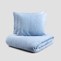 Lenjerie de pat King Size, Cordelia, Homla, 3 piese, 200x220 cm, bumbac, albastru/alb