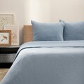 Lenjerie de pat King Size, Cordelia, Homla, 3 piese, 200x220 cm, bumbac, albastru/alb