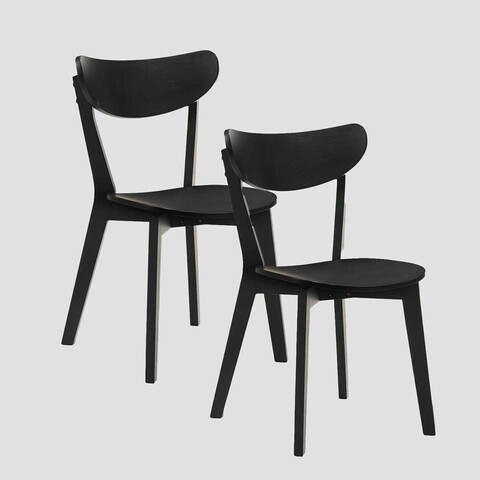 Set 2 scaune Vieri, Homla, 54x46.5x75.5 cm, lemn de cauciuc, negru