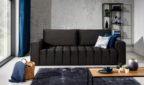 Canapea extensibila 3 locuri ELTAP, Laz02, Lazaro, 247x97x92 cm, lemn/poliester, maro inchis