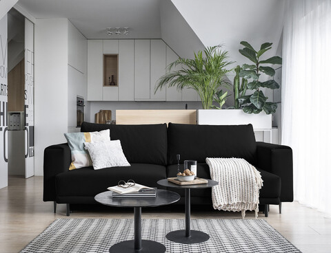 Canapea extensibila 4 locuri ELTAP, SO-DAL-10VE, Dalia, 248x84x95 cm, lemn/poliester, negru