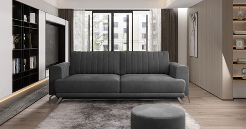 Canapea extensibila 4 locuri ELTAP, SO-ELI-06NU, Elise, 250x95x90 cm, lemn/poliester, gri inchis