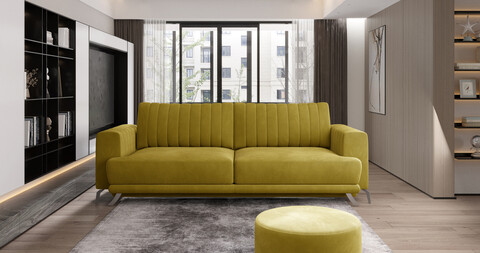 Canapea extensibila 4 locuri ELTAP, SO-ELI-45NU, Elise, 250x95x90 cm, lemn/poliester, mustar