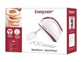 Mixer de mana Beper, 300W, 5 viteze+Turbo, 19.5x7x14 cm, inox, alb/rosu