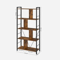 Biblioteca cu 5 rafturi, Vasagle, Industrial Living, 74x30x150 cm. PAL/otel, maro