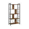 Biblioteca cu 5 rafturi, Vasagle, Industrial Living, 74x30x150 cm. PAL/otel, maro