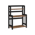Raft de organizare blat bucatarie/birou, Songmics, 41x18x53 cm, MDF/rama din bambus, maro/negru