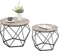 Set 2 masute de cafea, Vasagle, Vintage Flair, blat detasabil, 50x40 cm/40x36 cm, PAL/otel, gri/negru