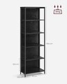 Biblioteca cu 6 rafturi, Vasagle, iluminare LED reglabila, 60x30.3x178.6 cm, otel/placaj, negru ebony
