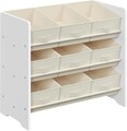 Organizator jucarii / mobilier camera copilului, Songmics, 9 compartimente, 62.5x29.5x60 cm, PAL, alb cloud