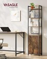 Corp biblioteca, Vasagle, Industrial Tall, 40x24x159.5 cm, otel/PAL, maro/negru