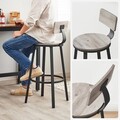 Set 2 scaune de bar, Vasagle, Industrial, 54x99 cm, PAL/otel, gri