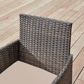 Set mobilier pentru gradina/terasa 4 piese, Lounge, otel/polietilena/sticla temperata, maro/grej