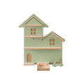Raft de perete pentru boxa Toniebox cu 35 figurine copii, Songmics, 55.8x18x59.7 cm, MDF/otel/lemn de fag, verde