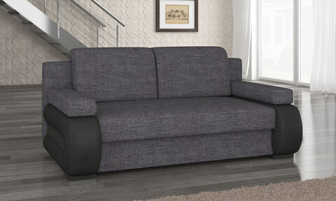 Canapea extensibila 3 locuri ELTAP, Laura, 202x79x84 cm, lemn/poliester, gri inchis/negru