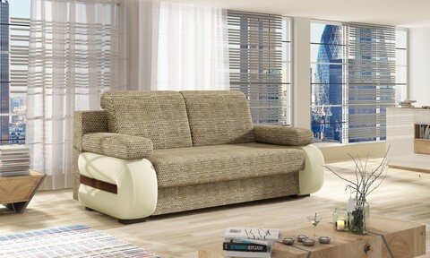 Canapea extensibila 3 locuri ELTAP, Laura, 202x79x84 cm, lemn/poliester, bej inchis/bej deschis