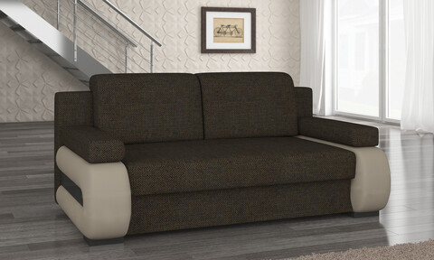 Canapea extensibila 3 locuri ELTAP, Laura, 202x79x84 cm, lemn/poliester, maro inchis/bej