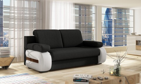 Canapea extensibila 3 locuri ELTAP, Laura, 202x79x84 cm, lemn/poliester, negru/alb