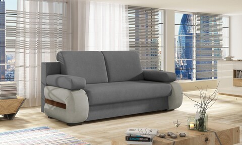 Canapea extensibila 3 locuri ELTAP, Laura, 202x79x84 cm, lemn/poliester, gri inchis/gri deschis