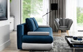 Canapea extensibila 3 locuri ELTAP, Milo, 213x95x90 cm, lemn/poliester, albastru inchis/gri deschis