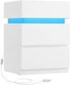 Noptiera 3 sertare si iluminare LED, Vasagle. 40x35x55 cm, MDF, alb