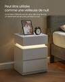 Noptiera 3 sertare si iluminare LED, Vasagle. 40x35x55 cm, MDF, alb