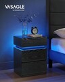 Noptiera cu 3 sertare si iluminare LED, Vasagle, 40x35x55 cm, MDF, negru