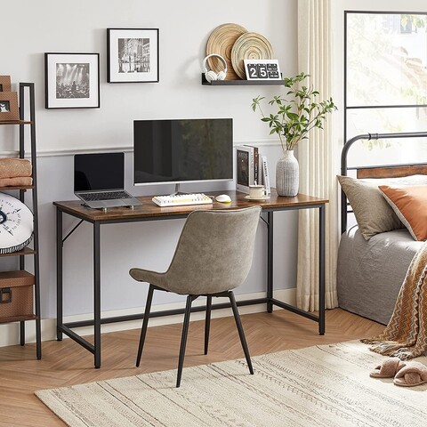 Birou, Vasagle, Sim Desk, 140x60x75 cm, PAL/otel, maro