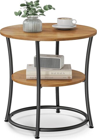 Masuta de cafea, Vasagle, Round, 55x55 cm, max 40 kg, PAL/otel, maro