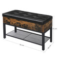 Bancheta cu pantofar si sezut tapitat, Vasagle, 70x30x45 cm, PAL/otel/piele ecologica, maro rustic