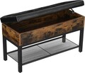 Bancheta cu pantofar si sezut tapitat, Vasagle, 70x30x45 cm, PAL/otel/piele ecologica, maro rustic