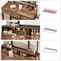 Masa de toaleta cu oglinda si taburet / masuta dressing, Vasagle Industrial, 90x40x141 cm, PAL/oglinda, maro