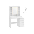 Masa de toaleta cu  oglinda cu LED-uri / masuta dressing, Vasagle, 97.5x40x145  cm, PAL, alb