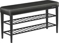 Bancheta cu pantofar Ekho, Vasagle, 100x30x50 cm, max 135 kg, otel/piele ecologica, negru