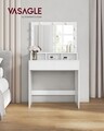 Masa de toaleta cu oglinda cu LED-uri / masuta dressing, Vasagle, 80s40s137.5 cm, MDF, alb